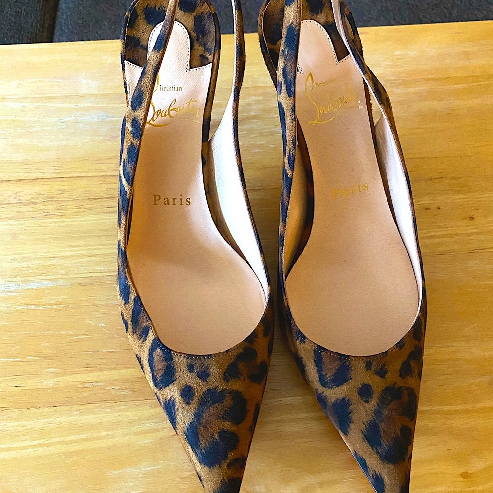 Sling back leopard-print 100% authentic Louboutins